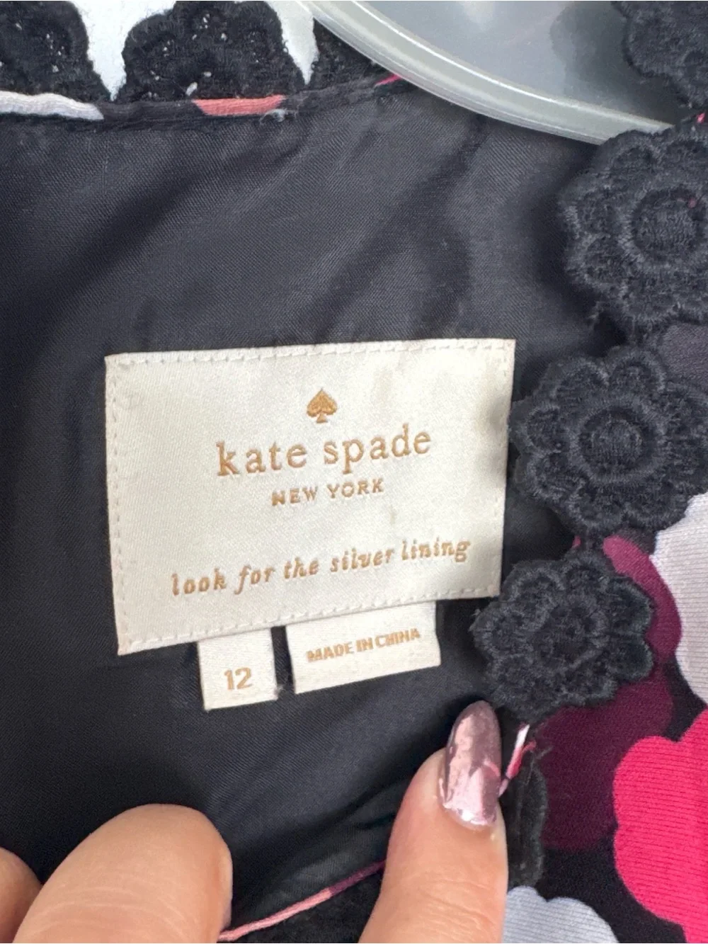 kate spade Black Midi Dress with Pink and White Floral Print - Picture 3 of 4